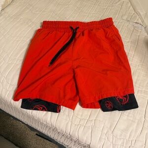 Marvel Spider-Man Spiderverse Mens Running Shorts with compression lining.